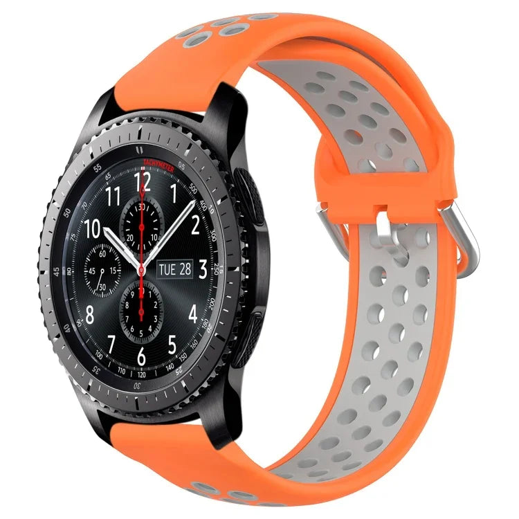 22mm 穴あき通気性スポーツシリコン時計バンド、Samsung Galaxy Watch3 45mm 用、Samsung Gear S3 Classic 用、Samsung Gear S3 Frontier 用