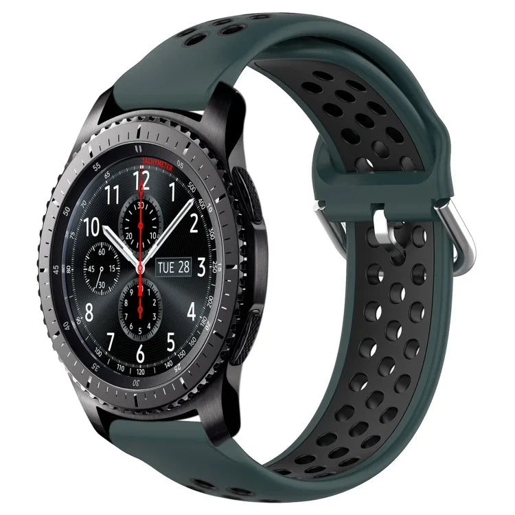 22mm 穴あき通気性スポーツシリコン時計バンド、Samsung Galaxy Watch3 45mm 用、Samsung Gear S3 Classic 用、Samsung Gear S3 Frontier 用