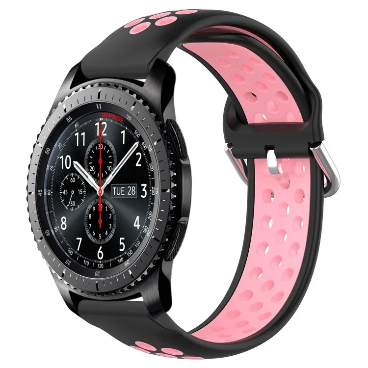 22mm 穴あき通気性スポーツシリコン時計バンド、Samsung Galaxy Watch3 45mm 用、Samsung Gear S3 Classic 用、Samsung Gear S3 Frontier 用