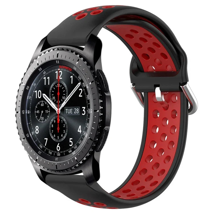 22mm 穴あき通気性スポーツシリコン時計バンド、Samsung Galaxy Watch3 45mm 用、Samsung Gear S3 Classic 用、Samsung Gear S3 Frontier 用