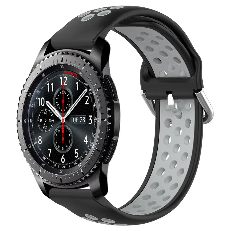 22mm 穴あき通気性スポーツシリコン時計バンド、Samsung Galaxy Watch3 45mm 用、Samsung Gear S3 Classic 用、Samsung Gear S3 Frontier 用