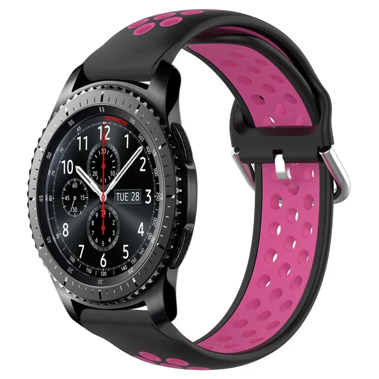 22mm 穴あき通気性スポーツシリコン時計バンド、Samsung Galaxy Watch3 45mm 用、Samsung Gear S3 Classic 用、Samsung Gear S3 Frontier 用