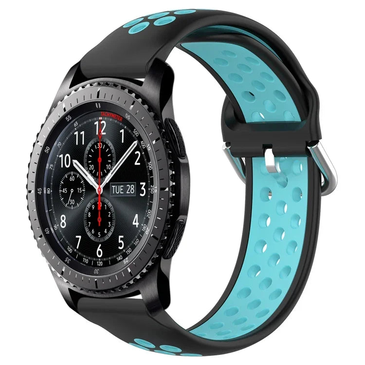 22mm 穴あき通気性スポーツシリコン時計バンド、Samsung Galaxy Watch3 45mm 用、Samsung Gear S3 Classic 用、Samsung Gear S3 Frontier 用