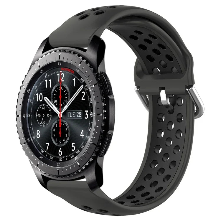 22mm 穴あき通気性スポーツシリコン時計バンド、Samsung Galaxy Watch3 45mm 用、Samsung Gear S3 Classic 用、Samsung Gear S3 Frontier 用