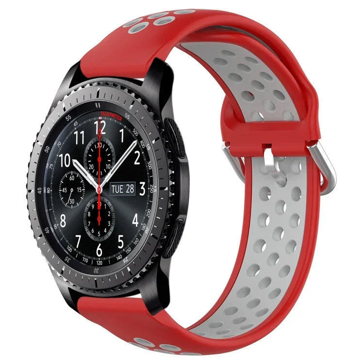 22mm 穴あき通気性スポーツシリコン時計バンド、Samsung Galaxy Watch3 45mm 用、Samsung Gear S3 Classic 用、Samsung Gear S3 Frontier 用