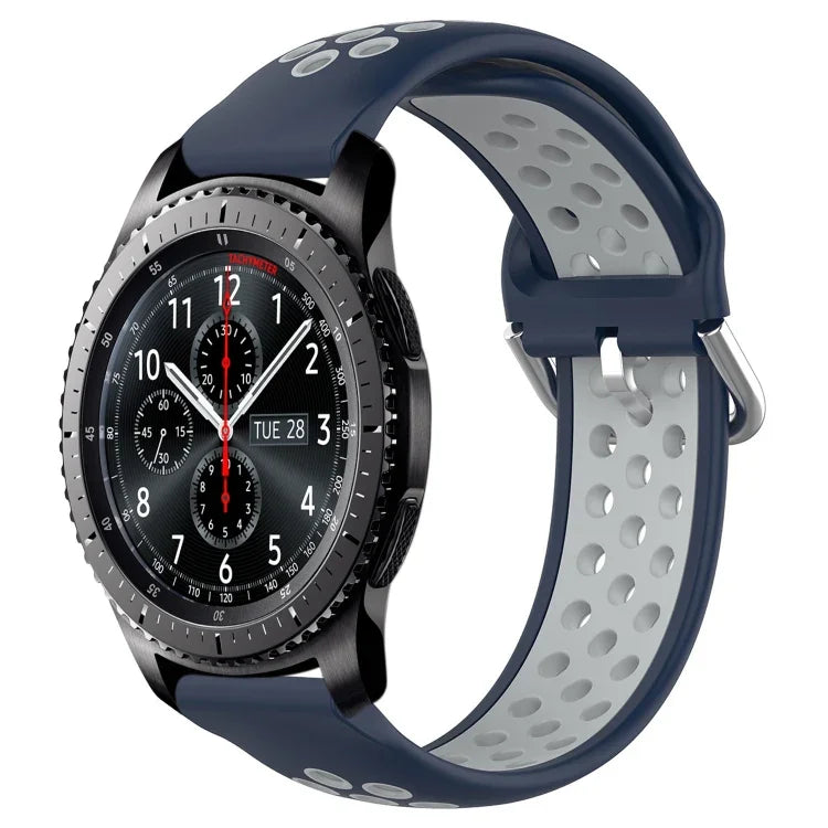22mm 穴あき通気性スポーツシリコン時計バンド、Samsung Galaxy Watch3 45mm 用、Samsung Gear S3 Classic 用、Samsung Gear S3 Frontier 用