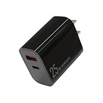 NORTHJO NOPD2502 PD 25W USB-C/Type-C + QC 3.0 USB デュアルポート急速充電器、USプラグ、EUプラグ、UKプラグ、AUプラグ