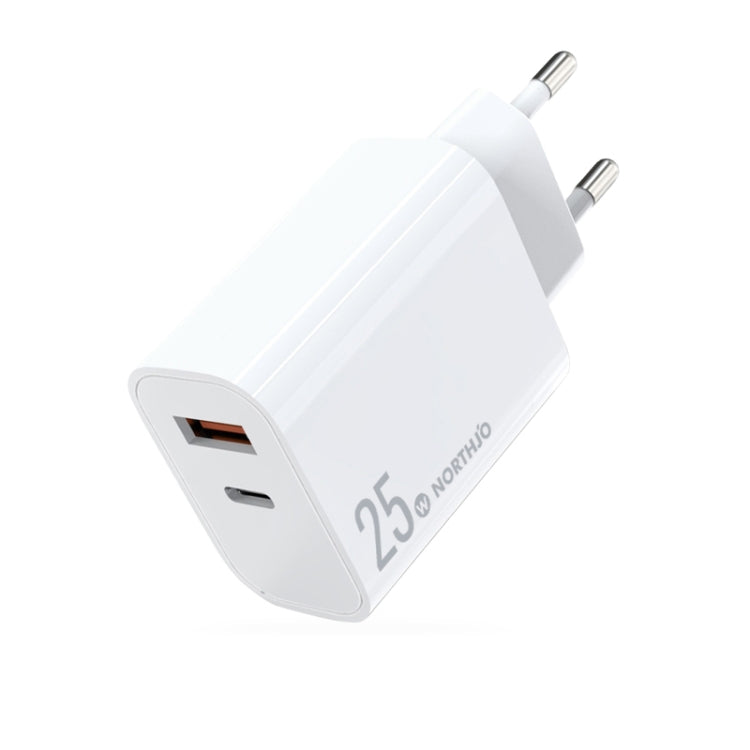 NORTHJO NOPD2502 PD 25W USB-C/Type-C + QC 3.0 USB デュアルポート急速充電器、USプラグ、EUプラグ、UKプラグ、AUプラグ