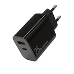NORTHJO NOPD2502 PD 25W USB-C/Type-C + QC 3.0 USB デュアルポート急速充電器、USプラグ、EUプラグ、UKプラグ、AUプラグ