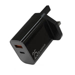 NORTHJO NOPD2502 PD 25W USB-C/Type-C + QC 3.0 USB デュアルポート急速充電器、USプラグ、EUプラグ、UKプラグ、AUプラグ