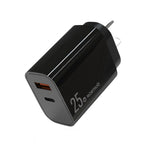 NORTHJO NOPD2502 PD 25W USB-C/Type-C + QC 3.0 USB デュアルポート急速充電器、USプラグ、EUプラグ、UKプラグ、AUプラグ