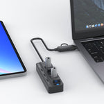 Onten UCA5306 7-in-2 USB3.0 + Type-C 7ポート ハブ ドッキングステーション OTG機能対応、UCA5306