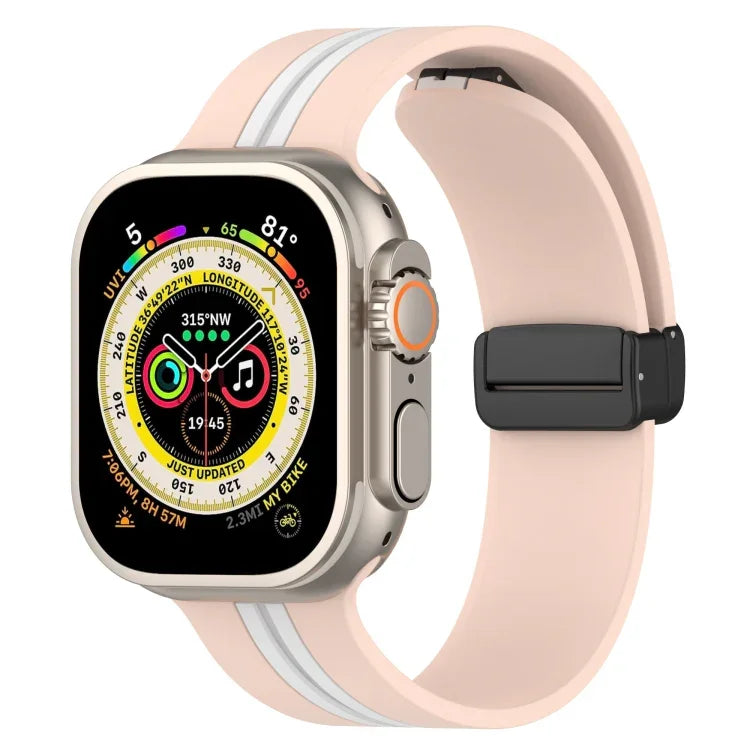マグネットクラスプ二色シリコンウォッチバンド、Apple Watch Ultra 49mm用、Apple Watch Series 8&7 45mm用、Apple Watch Series 8&7 41mm用
