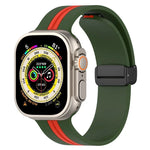 マグネットクラスプ二色シリコンウォッチバンド、Apple Watch Ultra 49mm用、Apple Watch Series 8&7 45mm用、Apple Watch Series 8&7 41mm用