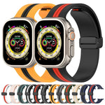 マグネットクラスプ二色シリコンウォッチバンド、Apple Watch Ultra 49mm用、Apple Watch Series 8&7 45mm用、Apple Watch Series 8&7 41mm用