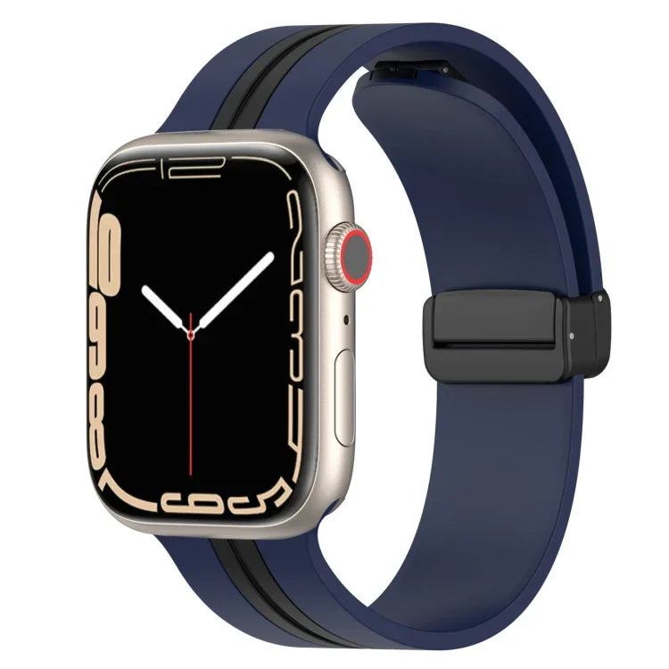 マグネットクラスプ二色シリコンウォッチバンド、Apple Watch Ultra 49mm用、Apple Watch Series 8&7 45mm用、Apple Watch Series 8&7 41mm用