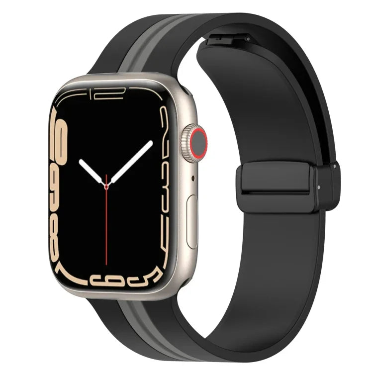 マグネットクラスプ二色シリコンウォッチバンド、Apple Watch Ultra 49mm用、Apple Watch Series 8&7 45mm用、Apple Watch Series 8&7 41mm用