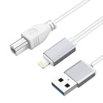 1m 8ピンからUSB＋MIDI 電子音楽楽器＆OTG＆充電多機能ケーブル iOS 10-14対応 MIDI＋OTG