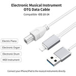 1m 8ピンからUSB＋MIDI 電子音楽楽器＆OTG＆充電多機能ケーブル iOS 10-14対応 MIDI＋OTG