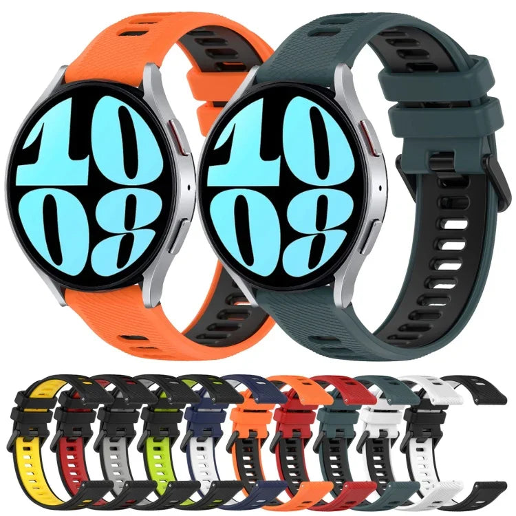 20mmスポーツ二色シリコン時計バンド、Samsung Galaxy Watch 6 40mm 用、Samsung Galaxy Watch 6 Classic 43mm 用