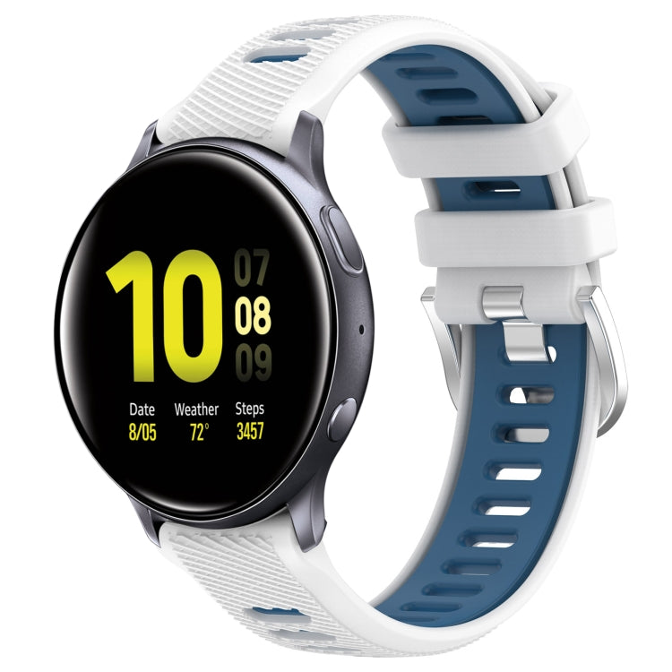 20mmスポーツツートーンスチールバックルシリコンウォッチバンド、Samsung Galaxy Watch Active2 40mm用、Samsung Galaxy Watch Active2 44mm用、Samsung Galaxy Watch 42mm用、Samsung Galaxy Watch 6 Classic 47mm用