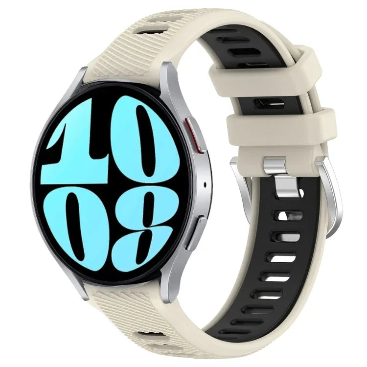 Samsung Galaxy Watch 6 40mm、Samsung Galaxy Watch 6 Classic 43mm 用20mmスポーツ二色スチールバックルシリコンウォッチバンド
