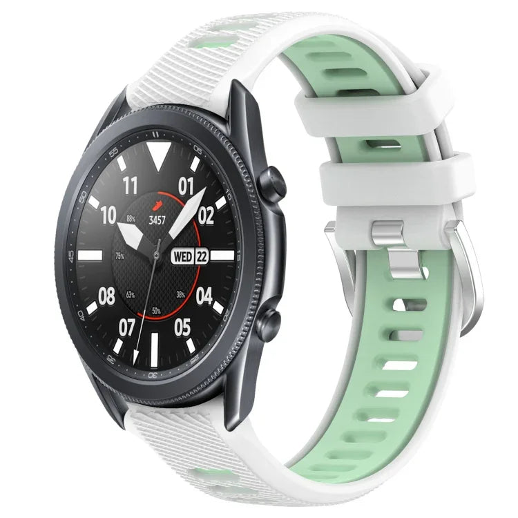 Samsung Galaxy Watch3 45mm、Samsung Galaxy Watch 46mm、Samsung Gear S3 Classic、Samsung Gear S3 Frontier 用22mmスポーツ二色スチールバックルシリコンウォッチバンド