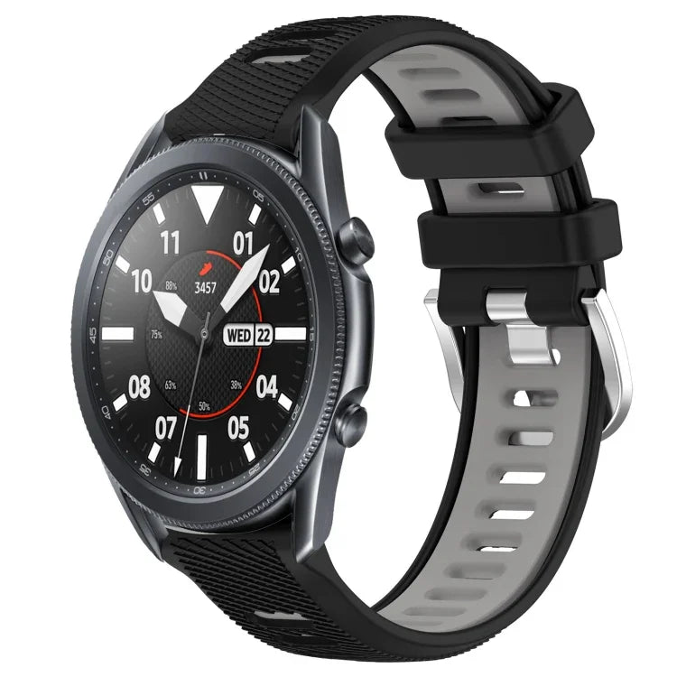 Samsung Galaxy Watch3 45mm、Samsung Galaxy Watch 46mm、Samsung Gear S3 Classic、Samsung Gear S3 Frontier 用22mmスポーツ二色スチールバックルシリコンウォッチバンド