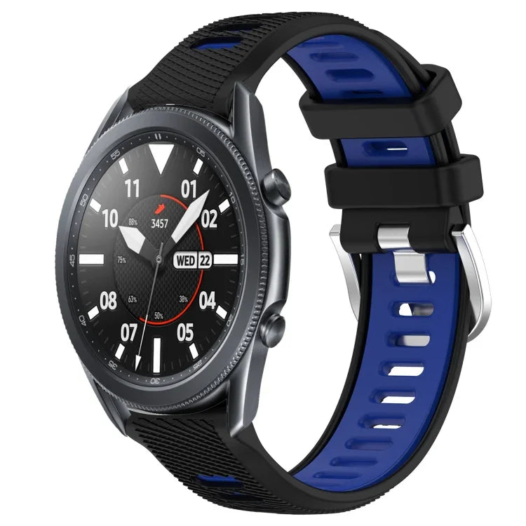 Samsung Galaxy Watch3 45mm、Samsung Galaxy Watch 46mm、Samsung Gear S3 Classic、Samsung Gear S3 Frontier 用22mmスポーツ二色スチールバックルシリコンウォッチバンド