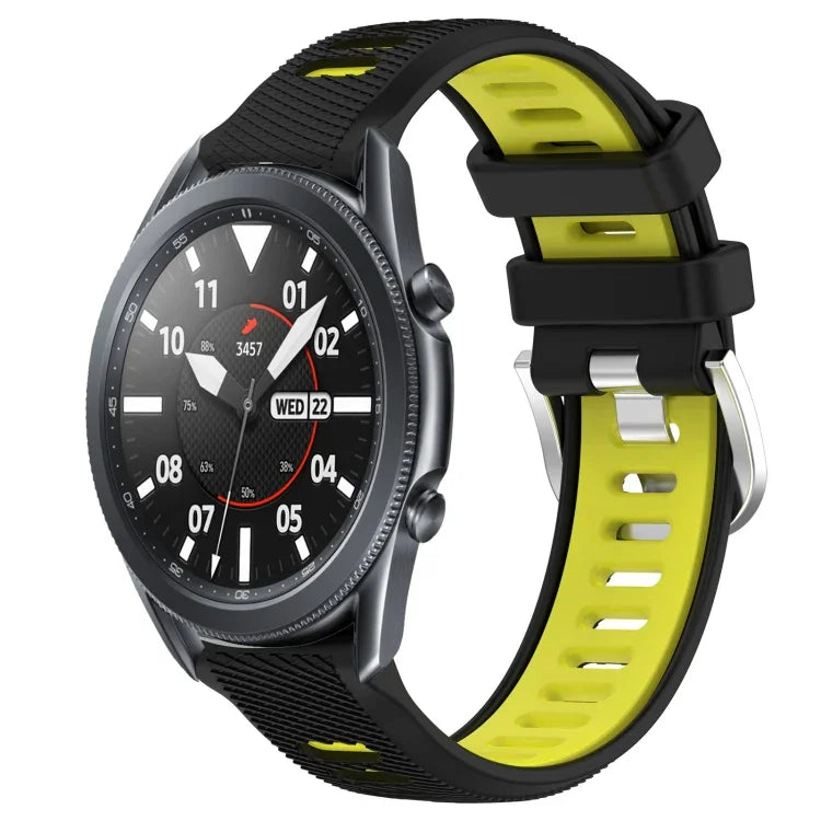 Samsung Galaxy Watch3 45mm、Samsung Galaxy Watch 46mm、Samsung Gear S3 Classic、Samsung Gear S3 Frontier 用22mmスポーツ二色スチールバックルシリコンウォッチバンド