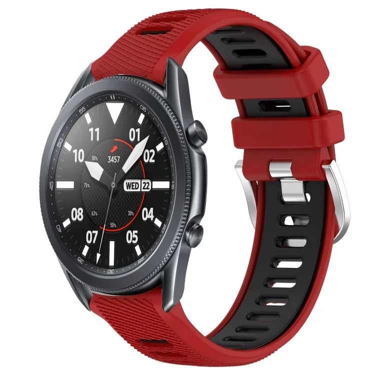 Samsung Galaxy Watch3 45mm、Samsung Galaxy Watch 46mm、Samsung Gear S3 Classic、Samsung Gear S3 Frontier 用22mmスポーツ二色スチールバックルシリコンウォッチバンド