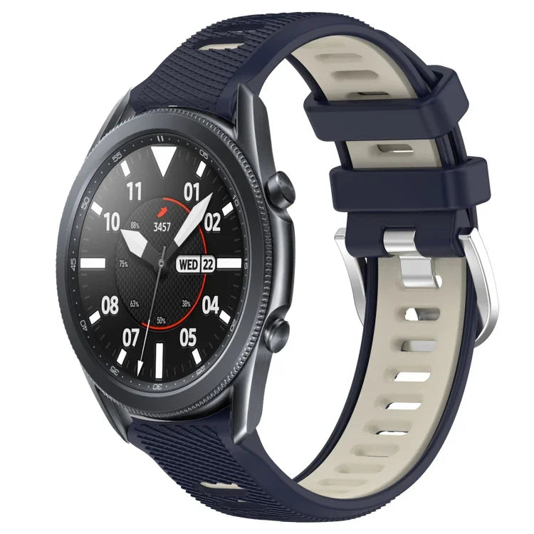 Samsung Galaxy Watch3 45mm、Samsung Galaxy Watch 46mm、Samsung Gear S3 Classic、Samsung Gear S3 Frontier 用22mmスポーツ二色スチールバックルシリコンウォッチバンド