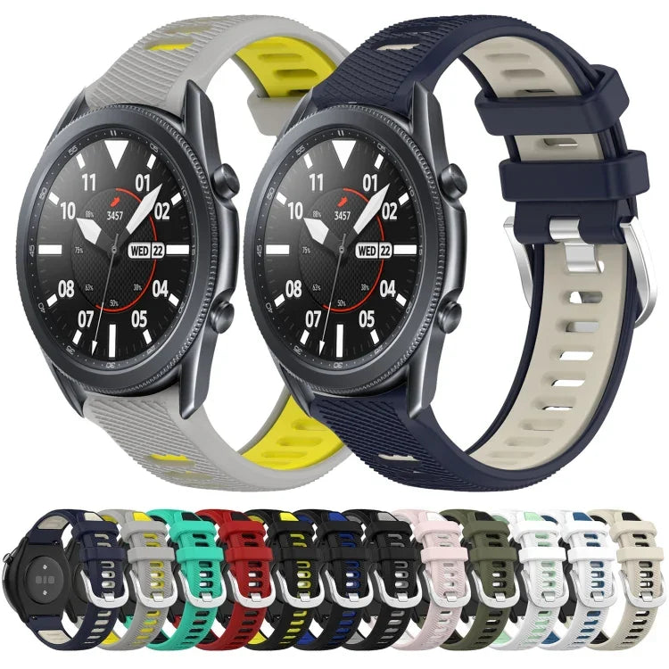 Samsung Galaxy Watch3 45mm、Samsung Galaxy Watch 46mm、Samsung Gear S3 Classic、Samsung Gear S3 Frontier 用22mmスポーツ二色スチールバックルシリコンウォッチバンド