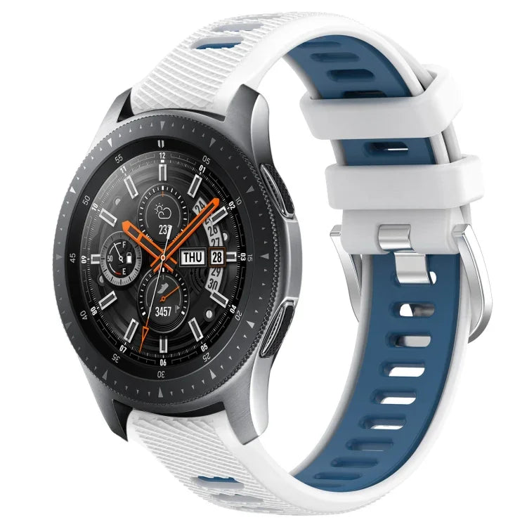 Samsung Galaxy Watch3 45mm、Samsung Galaxy Watch 46mm、Samsung Gear S3 Classic、Samsung Gear S3 Frontier 用22mmスポーツ二色スチールバックルシリコンウォッチバンド