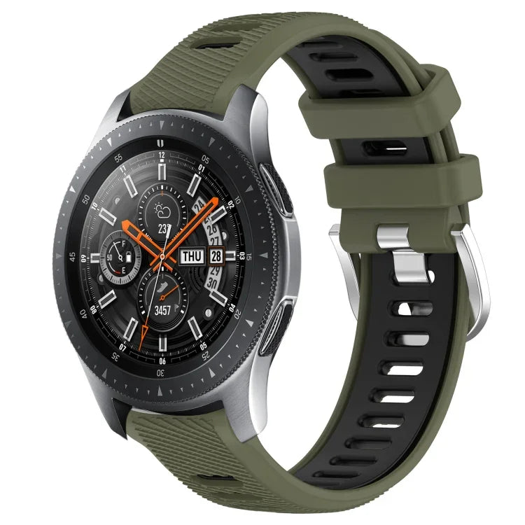 Samsung Galaxy Watch3 45mm、Samsung Galaxy Watch 46mm、Samsung Gear S3 Classic、Samsung Gear S3 Frontier 用22mmスポーツ二色スチールバックルシリコンウォッチバンド