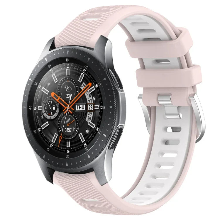 Samsung Galaxy Watch3 45mm、Samsung Galaxy Watch 46mm、Samsung Gear S3 Classic、Samsung Gear S3 Frontier 用22mmスポーツ二色スチールバックルシリコンウォッチバンド
