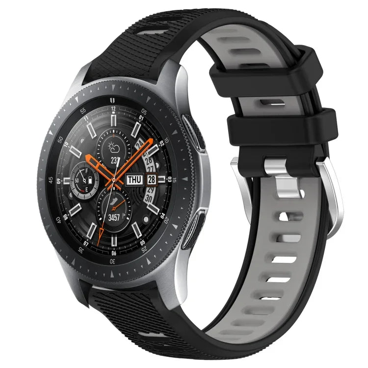 Samsung Galaxy Watch3 45mm、Samsung Galaxy Watch 46mm、Samsung Gear S3 Classic、Samsung Gear S3 Frontier 用22mmスポーツ二色スチールバックルシリコンウォッチバンド