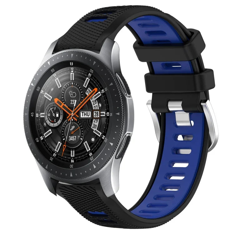 Samsung Galaxy Watch3 45mm、Samsung Galaxy Watch 46mm、Samsung Gear S3 Classic、Samsung Gear S3 Frontier 用22mmスポーツ二色スチールバックルシリコンウォッチバンド