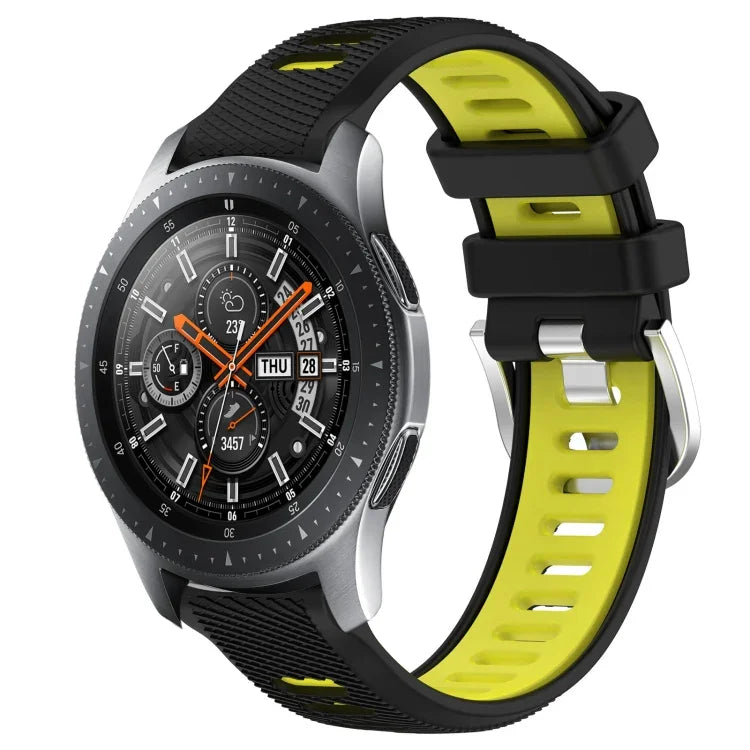 Samsung Galaxy Watch3 45mm、Samsung Galaxy Watch 46mm、Samsung Gear S3 Classic、Samsung Gear S3 Frontier 用22mmスポーツ二色スチールバックルシリコンウォッチバンド