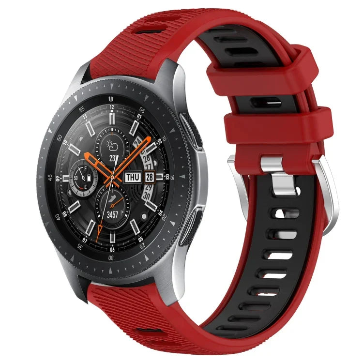 Samsung Galaxy Watch3 45mm、Samsung Galaxy Watch 46mm、Samsung Gear S3 Classic、Samsung Gear S3 Frontier 用22mmスポーツ二色スチールバックルシリコンウォッチバンド