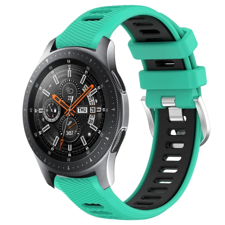Samsung Galaxy Watch3 45mm、Samsung Galaxy Watch 46mm、Samsung Gear S3 Classic、Samsung Gear S3 Frontier 用22mmスポーツ二色スチールバックルシリコンウォッチバンド