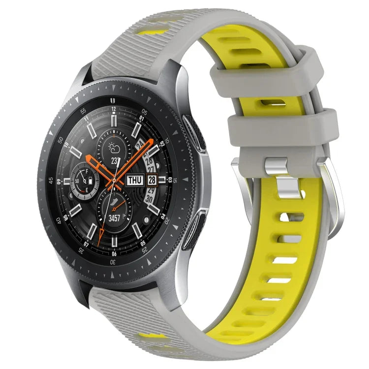 Samsung Galaxy Watch3 45mm、Samsung Galaxy Watch 46mm、Samsung Gear S3 Classic、Samsung Gear S3 Frontier 用22mmスポーツ二色スチールバックルシリコンウォッチバンド