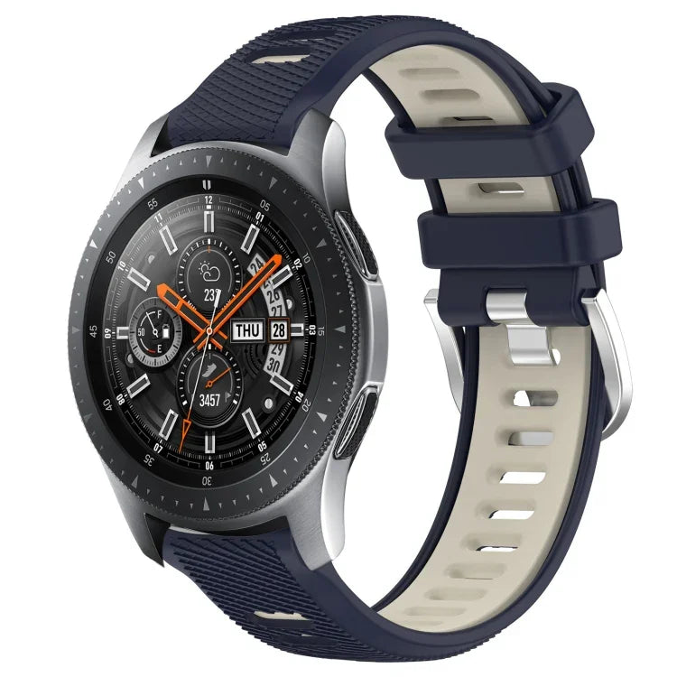 Samsung Galaxy Watch3 45mm、Samsung Galaxy Watch 46mm、Samsung Gear S3 Classic、Samsung Gear S3 Frontier 用22mmスポーツ二色スチールバックルシリコンウォッチバンド