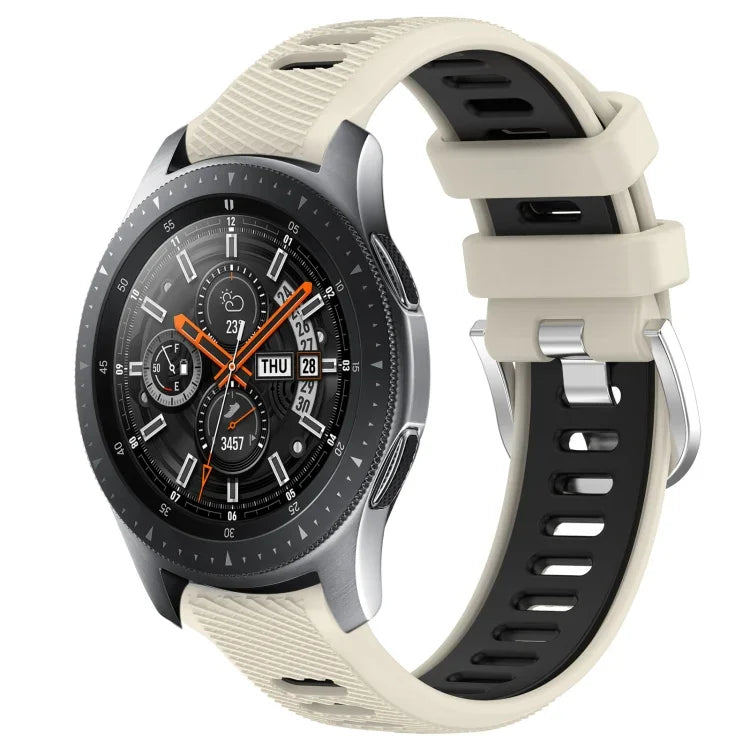 Samsung Galaxy Watch3 45mm、Samsung Galaxy Watch 46mm、Samsung Gear S3 Classic、Samsung Gear S3 Frontier 用22mmスポーツ二色スチールバックルシリコンウォッチバンド