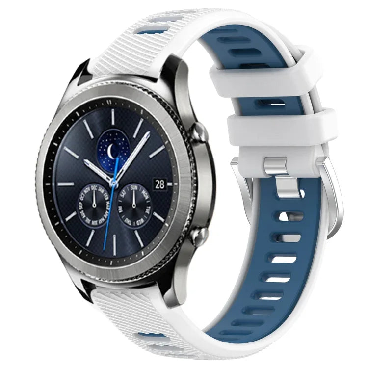 Samsung Galaxy Watch3 45mm、Samsung Galaxy Watch 46mm、Samsung Gear S3 Classic、Samsung Gear S3 Frontier 用22mmスポーツ二色スチールバックルシリコンウォッチバンド