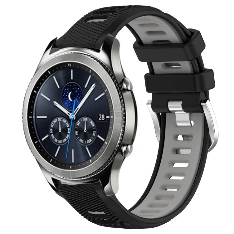 Samsung Galaxy Watch3 45mm、Samsung Galaxy Watch 46mm、Samsung Gear S3 Classic、Samsung Gear S3 Frontier 用22mmスポーツ二色スチールバックルシリコンウォッチバンド