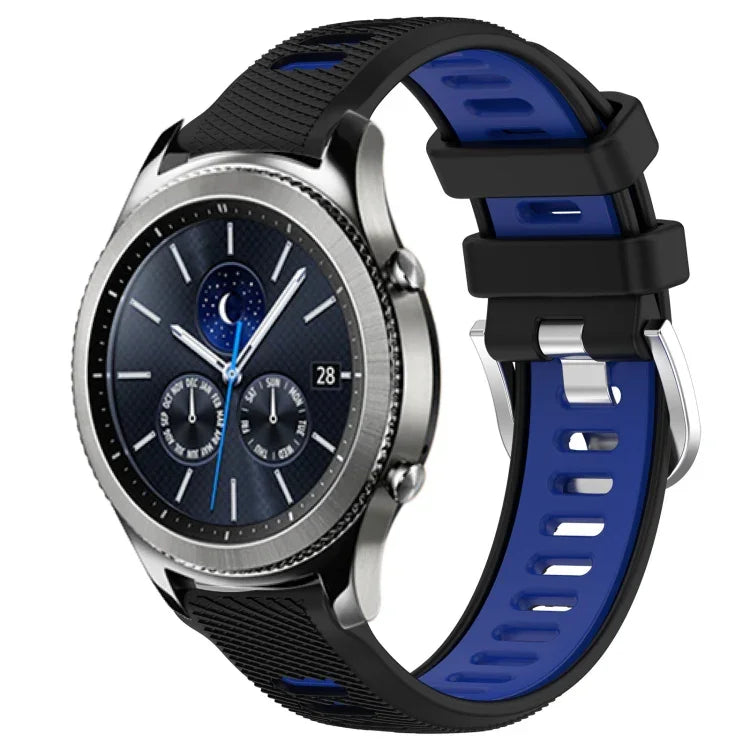 Samsung Galaxy Watch3 45mm、Samsung Galaxy Watch 46mm、Samsung Gear S3 Classic、Samsung Gear S3 Frontier 用22mmスポーツ二色スチールバックルシリコンウォッチバンド