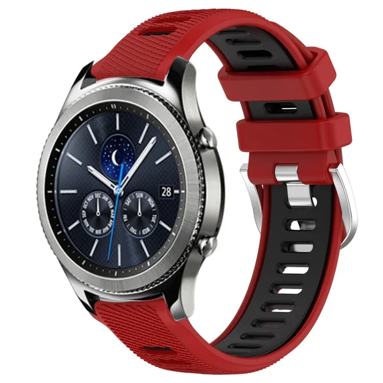 Samsung Galaxy Watch3 45mm、Samsung Galaxy Watch 46mm、Samsung Gear S3 Classic、Samsung Gear S3 Frontier 用22mmスポーツ二色スチールバックルシリコンウォッチバンド