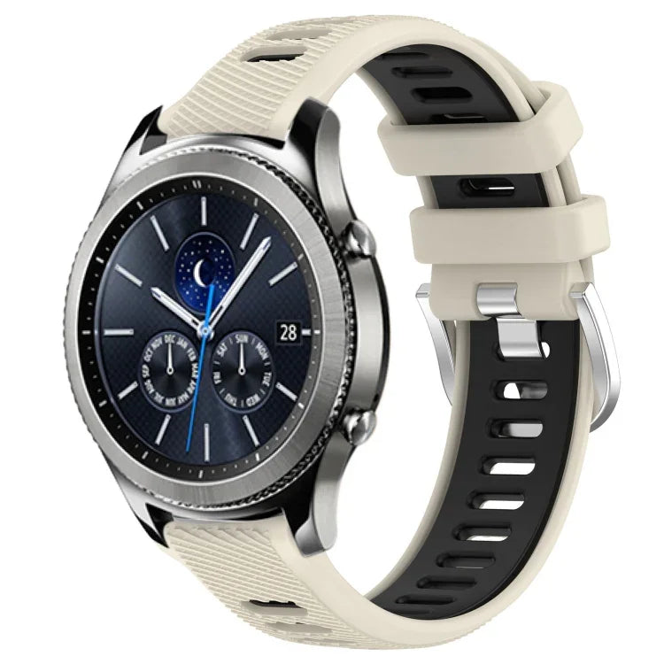 Samsung Galaxy Watch3 45mm、Samsung Galaxy Watch 46mm、Samsung Gear S3 Classic、Samsung Gear S3 Frontier 用22mmスポーツ二色スチールバックルシリコンウォッチバンド