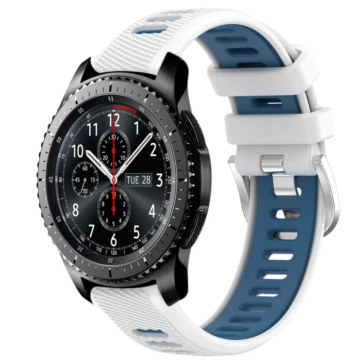 Samsung Galaxy Watch3 45mm、Samsung Galaxy Watch 46mm、Samsung Gear S3 Classic、Samsung Gear S3 Frontier 用22mmスポーツ二色スチールバックルシリコンウォッチバンド